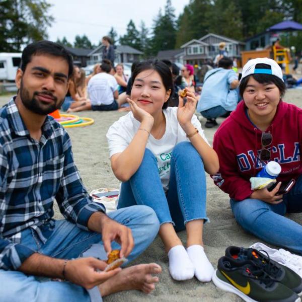 Beach day with students during orientation